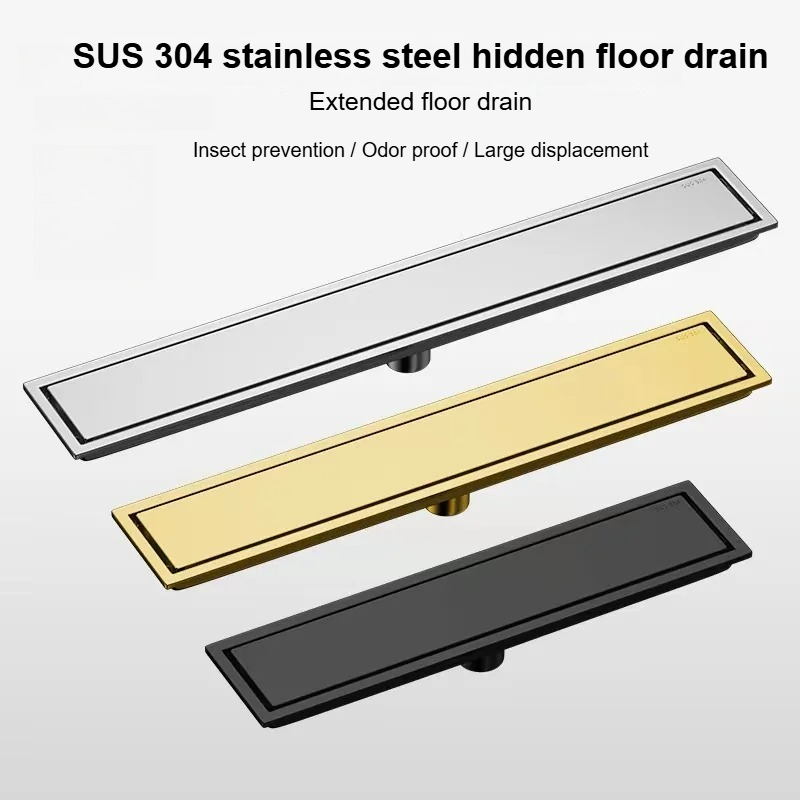 Linear Shower Drain Stainless 304 Tile In - Invisible Tile Floor Drain Brshed Gold