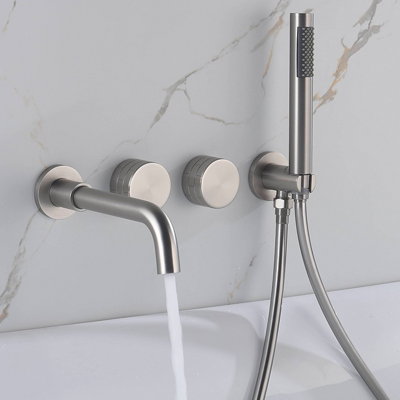 Freestanding Bathtub Filler Faucet Floor - Brushed Nickel Bathtub Faucet, Waterfall Spout,