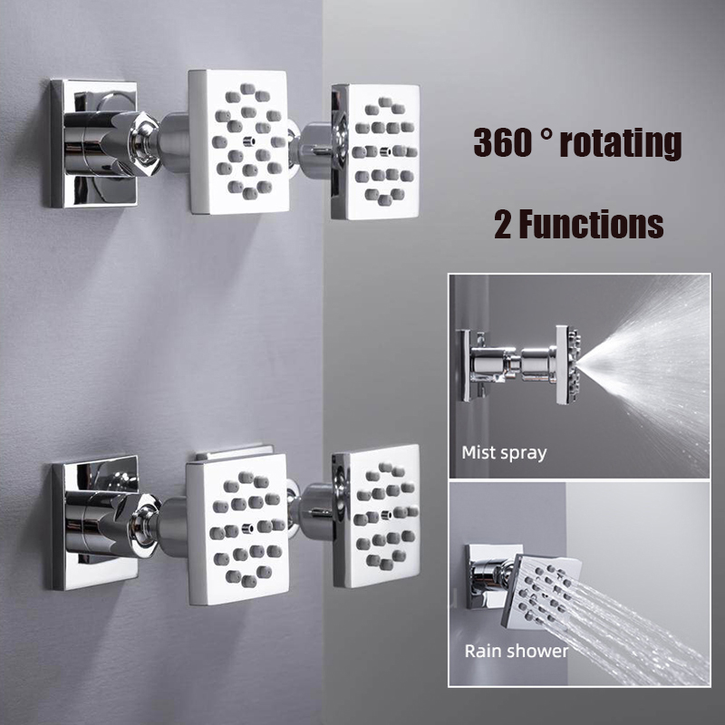 Shower Body Jet Massage Spray Square - Brass Square Body Jet 2 Functions
