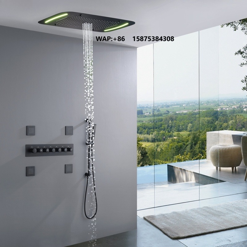 Led Rainfall Shower Head Waterfall - Matte Black 710*430mm LED Shower Head
