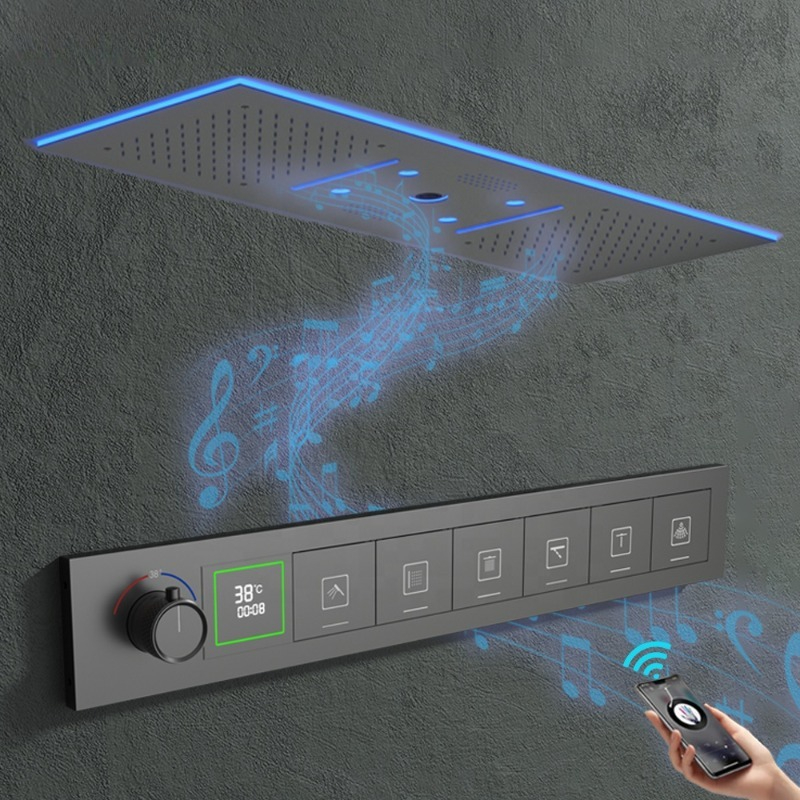 Led Rainfall Shower Head Waterfall - Music Shower Head Bathroom LED Rain