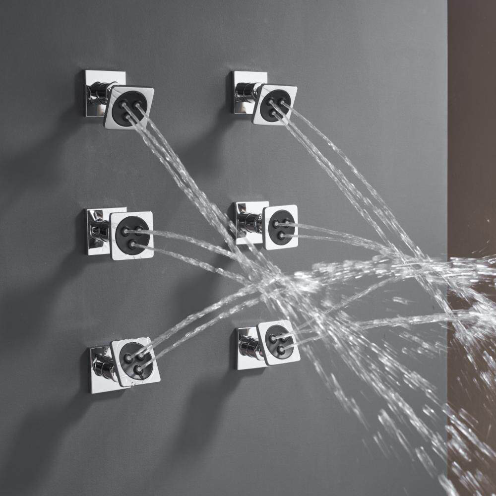 Shower Body Jet Massage Spray Square - Square Chrome Shower Body Spray Water