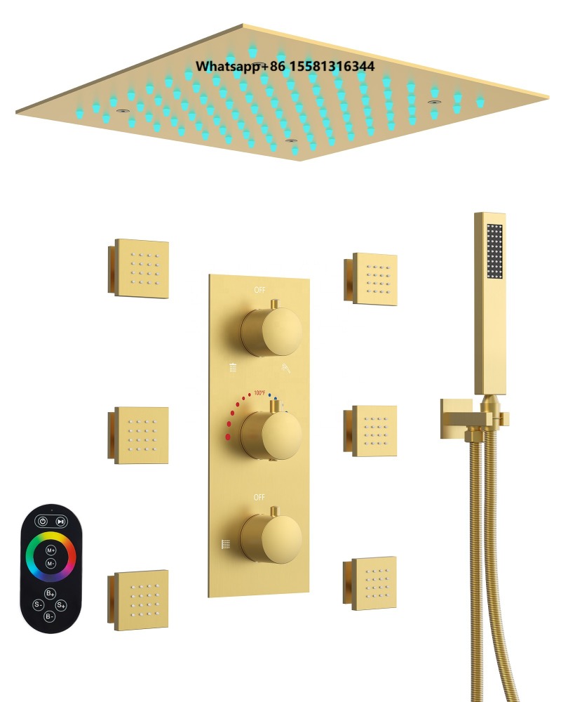 Concealed Thermostatic Shower System Set - Bathroom Chrome Ceiling Mounted Concealed Thermostatic