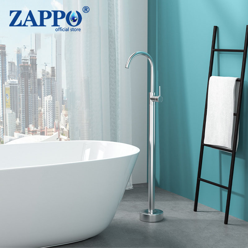 Freestanding Bathtub Filler Faucet Floor - ZAPPO Freestanding Bathtub Faucet Bathroom Floor