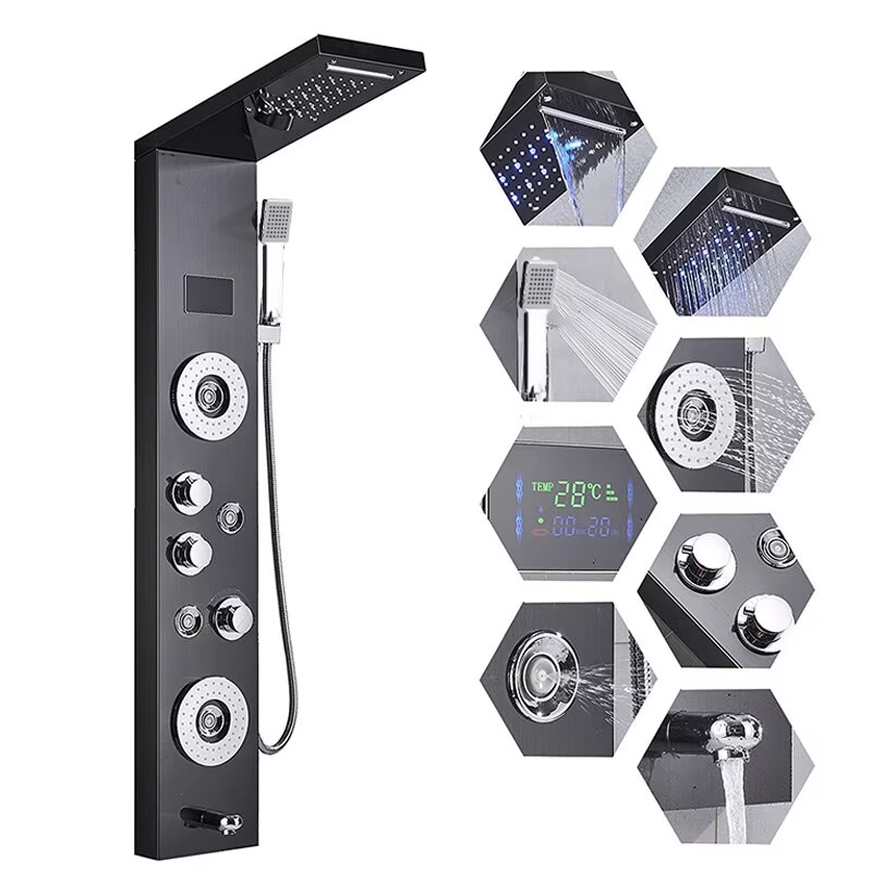 LED Digital Display Shower Pan - огляд і ціна Led Rainfall Shower Head Waterfall