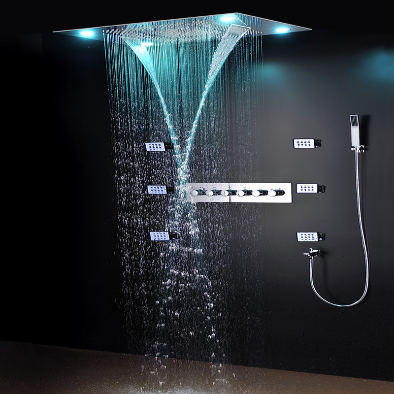 Big LED Shower Faucets Bathroo - огляд і ціна Led Rainfall Shower Head Waterfall