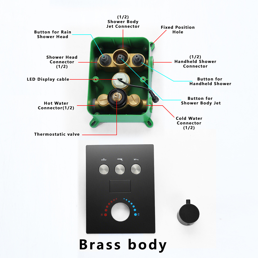 Modern Matte Black Concealed S - огляд і ціна Concealed Thermostatic Shower System Set