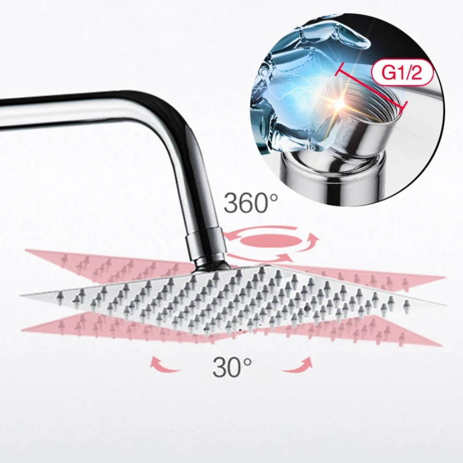 8/10/12/16 Inch 304 Stainless  - огляд і ціна Rainfall Shower Head Ceiling Mount 16 Inch