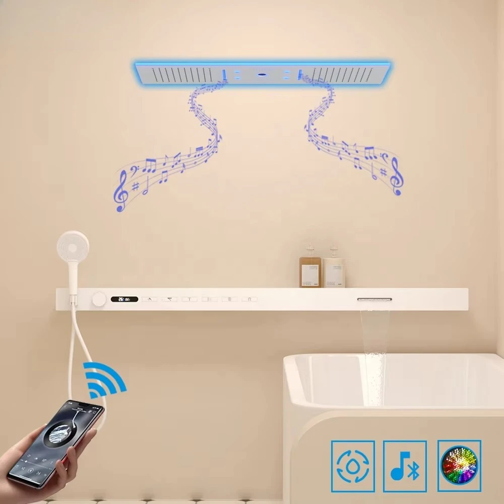 2026 Music Shower Head LED 140 - огляд і ціна Led Rainfall Shower Head Waterfall