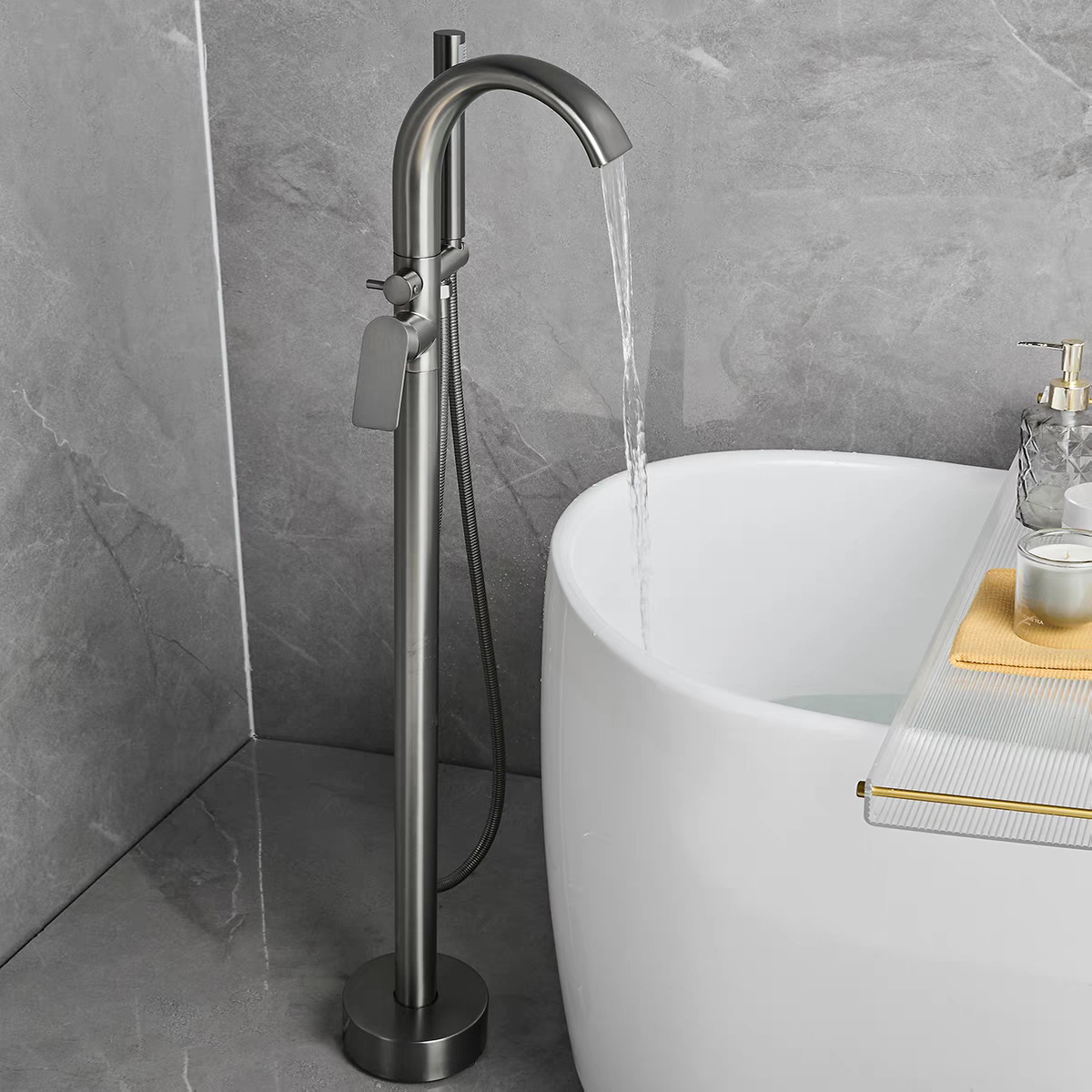 Gun Metal Hot Cold Freestandin - огляд і ціна Freestanding Bathtub Filler Faucet Floor