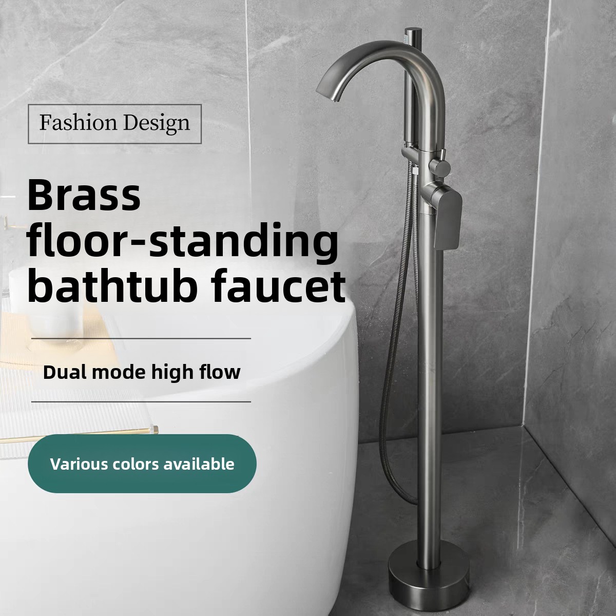 Gun Metal Hot Cold Freestandin - огляд і ціна Freestanding Bathtub Filler Faucet Floor