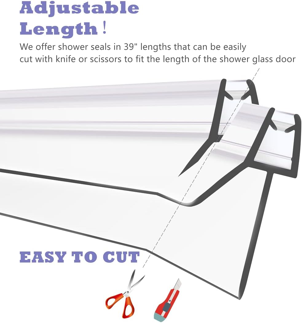 1/2/3pcs Frameless Shower Door - огляд і ціна Shower Door Bottom Seal Strip Sweep