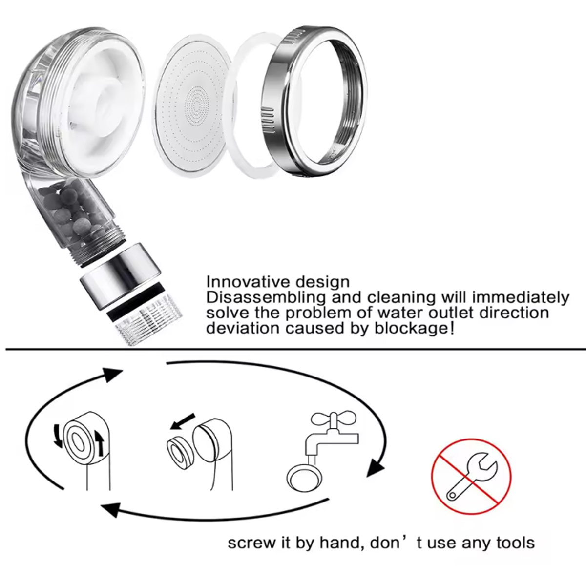1pc Filtered Shower Head ABS H - огляд і ціна Handheld Shower Head High Pressure Filter
