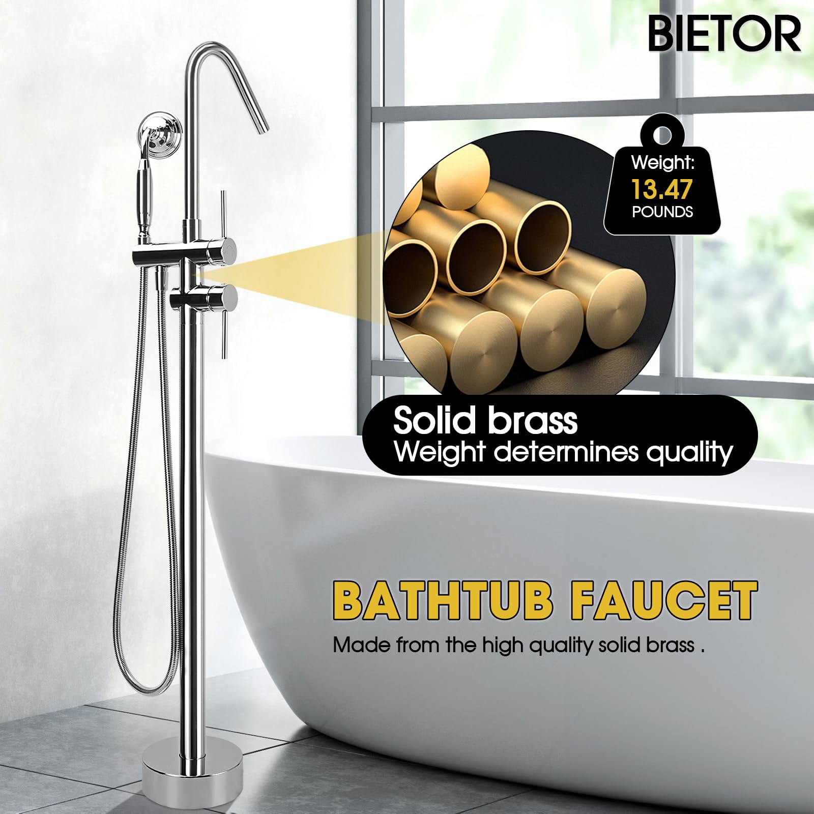 Freestanding Bathtub Faucet, F - огляд і ціна Freestanding Bathtub Filler Faucet Floor