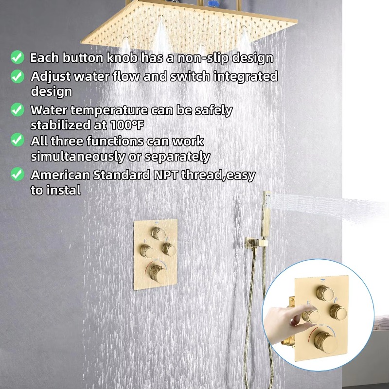 Brass Brass Shower System - 16 - огляд і ціна Rainfall Shower Head Ceiling Mount 16 Inch