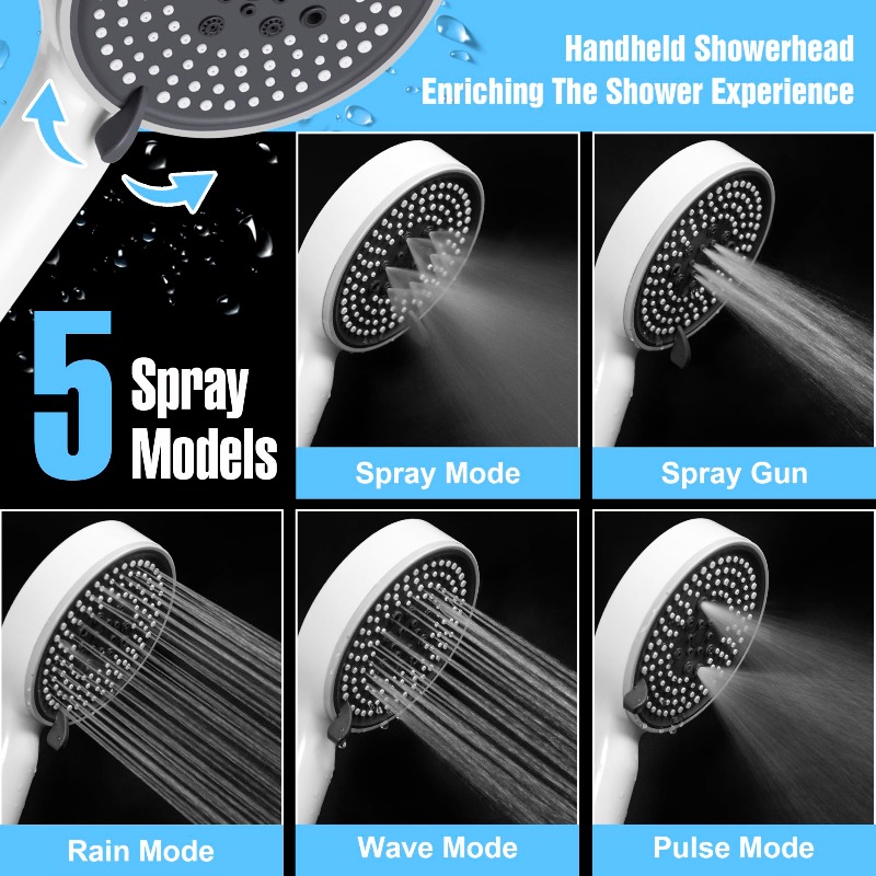 Five Speed Adjustable Shower H - огляд і ціна Handheld Shower Head High Pressure Filter