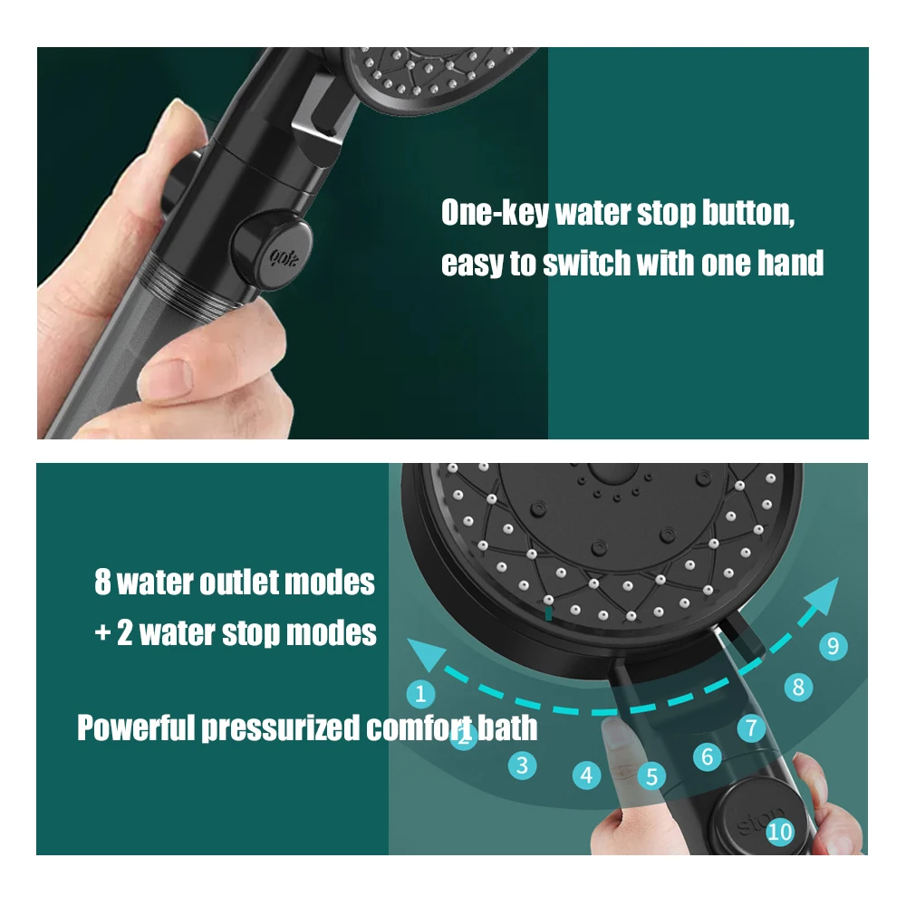 10 Spray High-Pressure Water S - огляд і ціна Handheld Shower Head High Pressure Filter