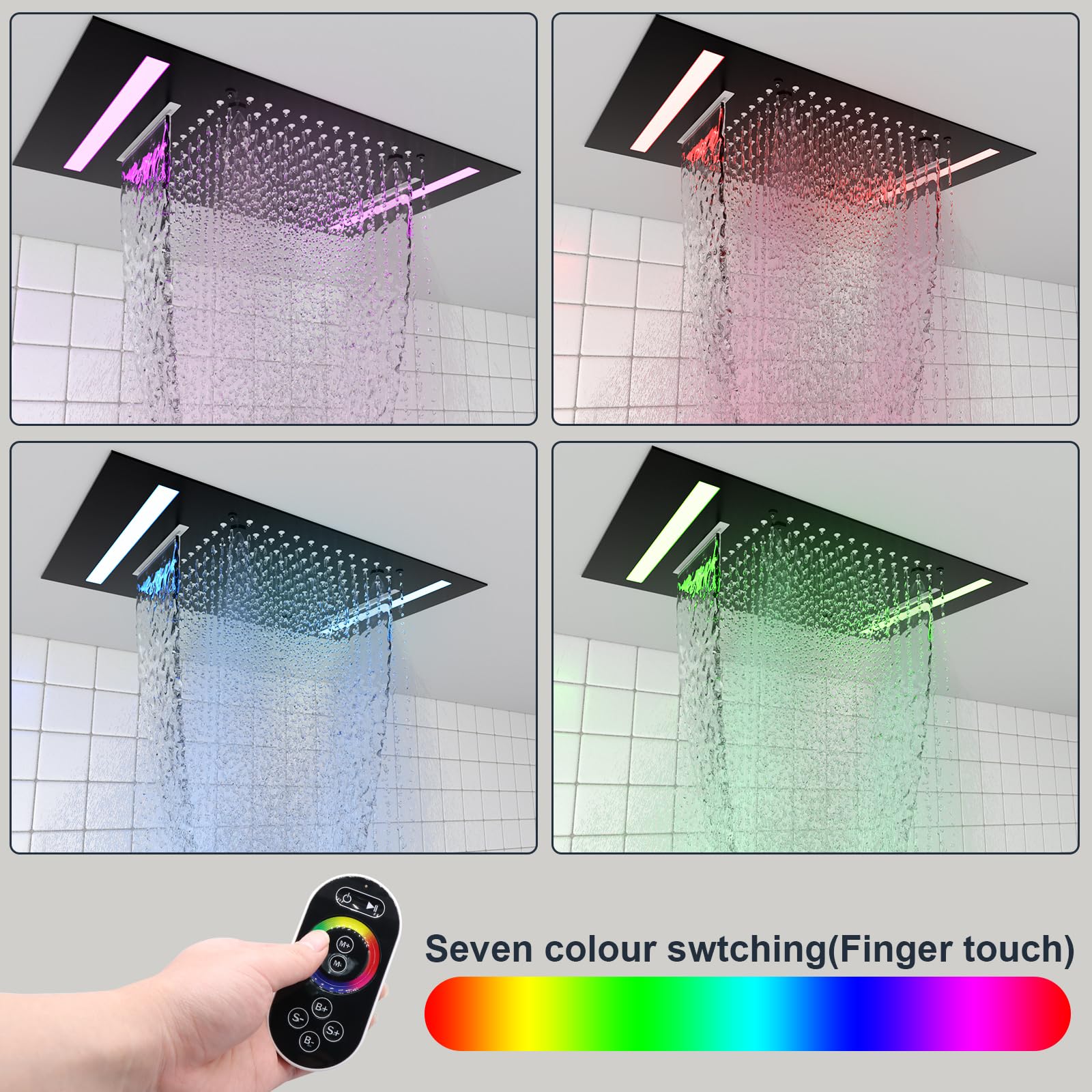 Chrome 304 Stainless Steel 14x - огляд і ціна Led Rainfall Shower Head Waterfall