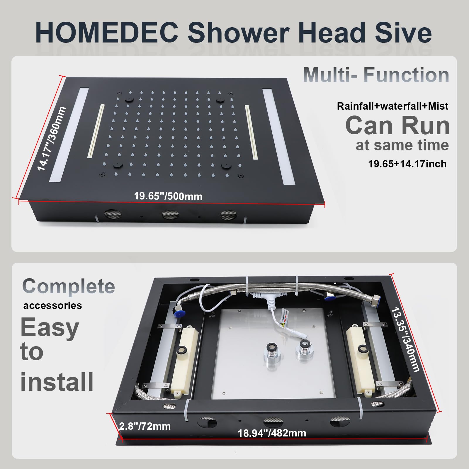 Chrome 304 Stainless Steel 14x - огляд і ціна Led Rainfall Shower Head Waterfall