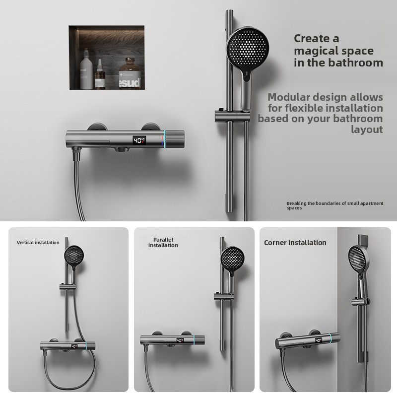 Minimalist Gunmetal Gray Showe - огляд і ціна Thermostatic Mixing Valve Digital Display