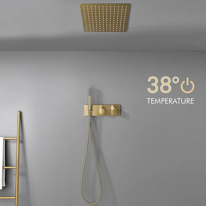 Brushed Gold Dual Function In- - огляд і ціна Concealed Thermostatic Shower System Set
