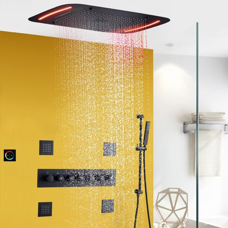 Matte Black 710*430mm LED Show - огляд і ціна Led Rainfall Shower Head Waterfall