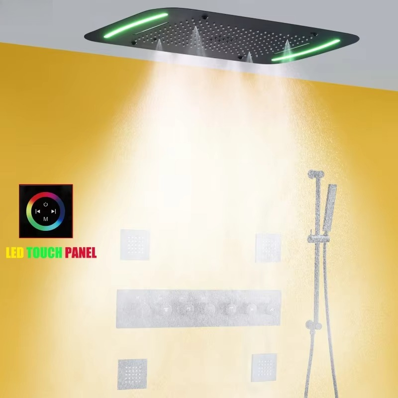 Matte Black 710*430mm LED Show - огляд і ціна Led Rainfall Shower Head Waterfall