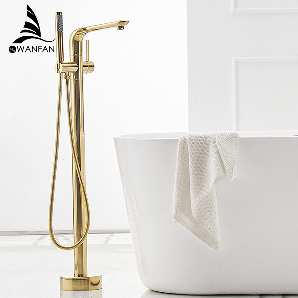 Fashion Gold Brass Bathroom Sh - огляд і ціна Freestanding Bathtub Filler Faucet Floor