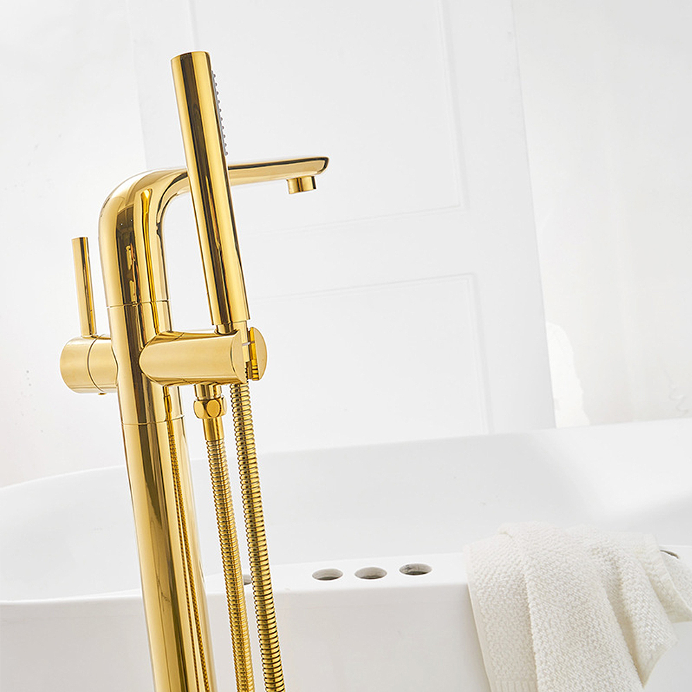 Fashion Gold Brass Bathroom Sh - огляд і ціна Freestanding Bathtub Filler Faucet Floor