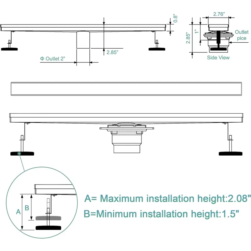 for Modern 304 Stainless Steel - огляд і ціна Linear Shower Drain Stainless 304 Tile In