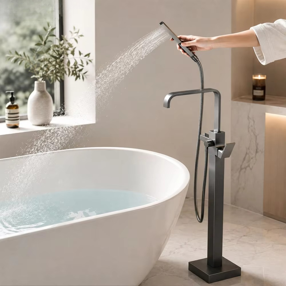 Floor Mounted Bath Mixer Brass - огляд і ціна Freestanding Bathtub Filler Faucet Floor