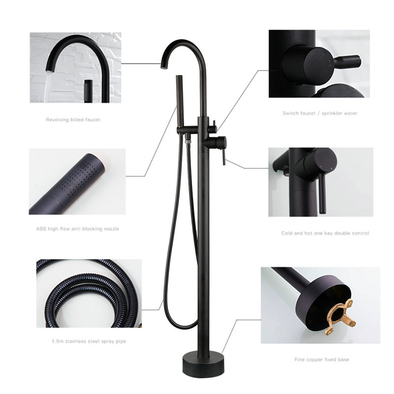 KEMAIDI Golden Plated Bathtub  - огляд і ціна Freestanding Bathtub Filler Faucet Floor
