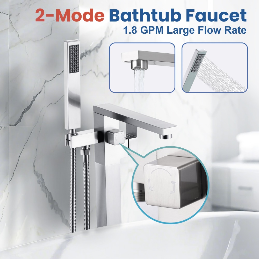High Flow Tub Filler Faucet wi - огляд і ціна Freestanding Bathtub Filler Faucet Floor