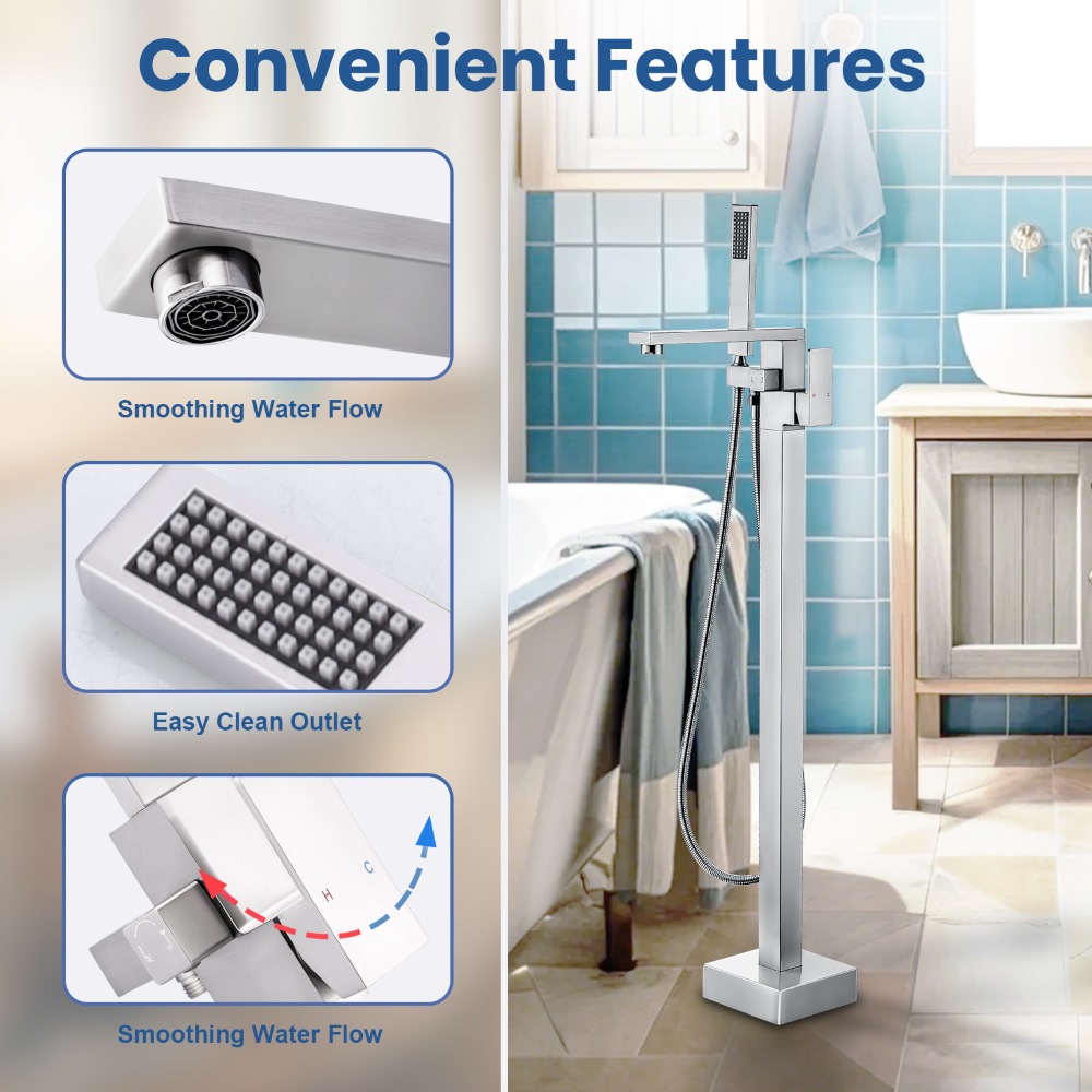 High Flow Tub Filler Faucet wi - огляд і ціна Freestanding Bathtub Filler Faucet Floor
