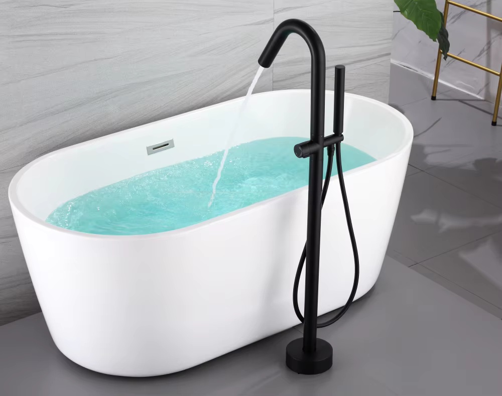 Matte Black Swivel Gooseneck S - огляд і ціна Freestanding Bathtub Filler Faucet Floor