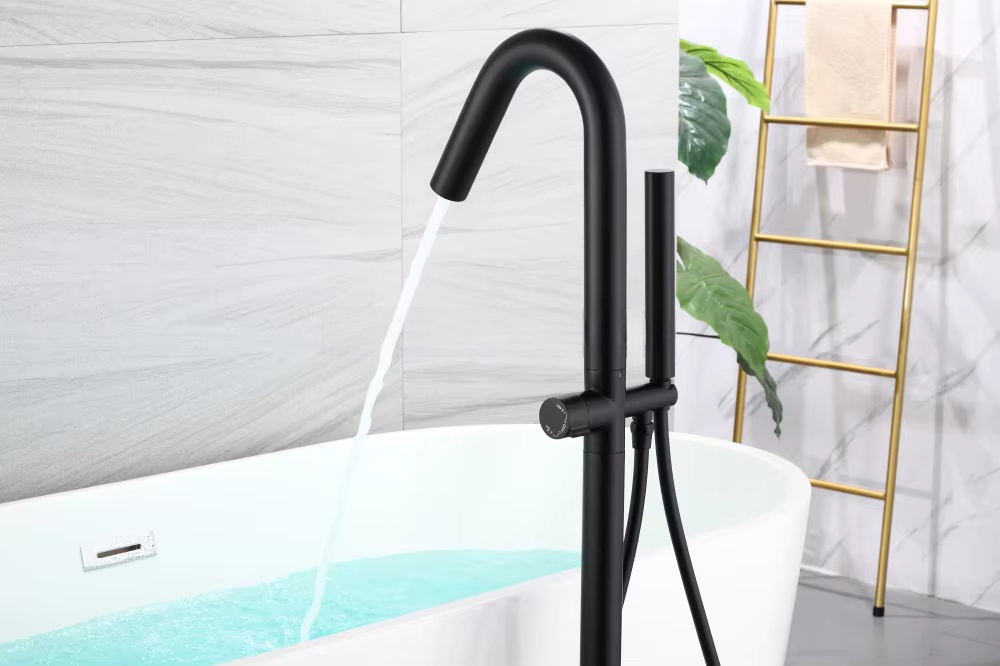 Matte Black Swivel Gooseneck S - огляд і ціна Freestanding Bathtub Filler Faucet Floor
