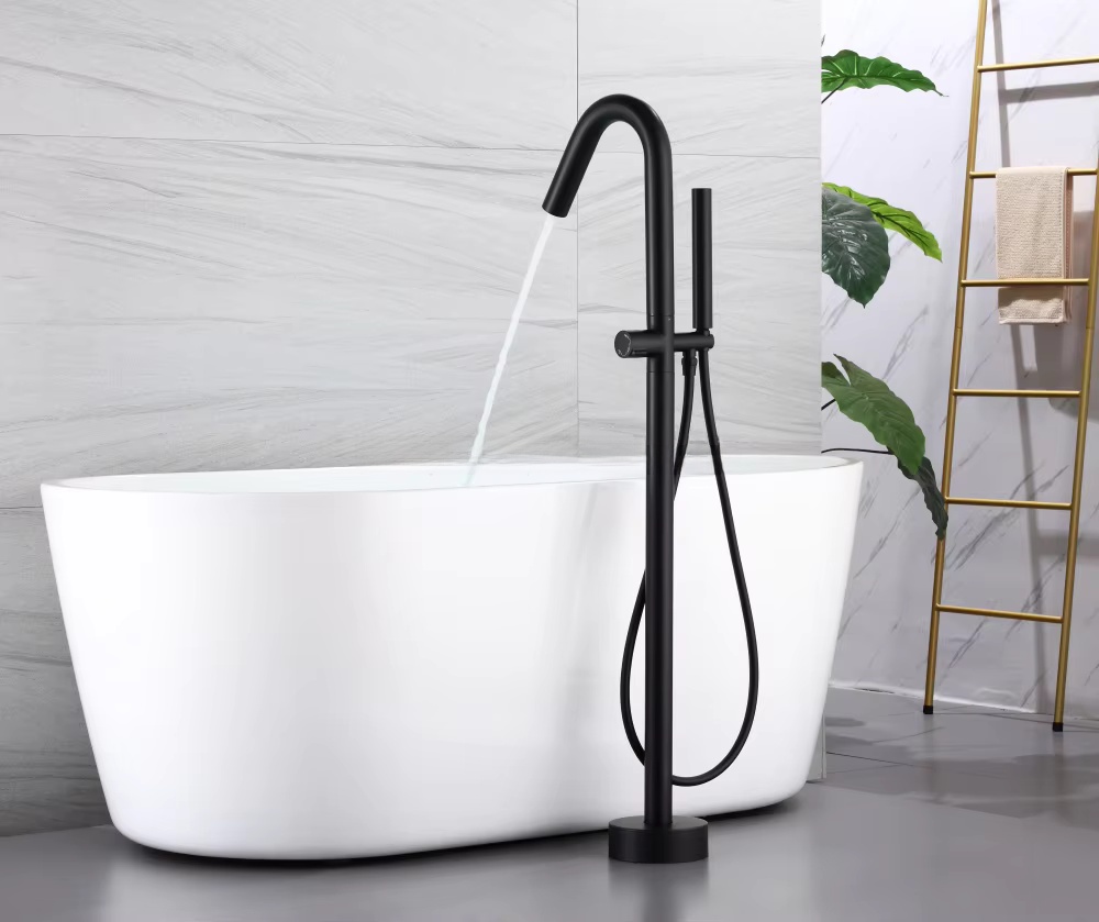 Matte Black Swivel Gooseneck S - огляд і ціна Freestanding Bathtub Filler Faucet Floor