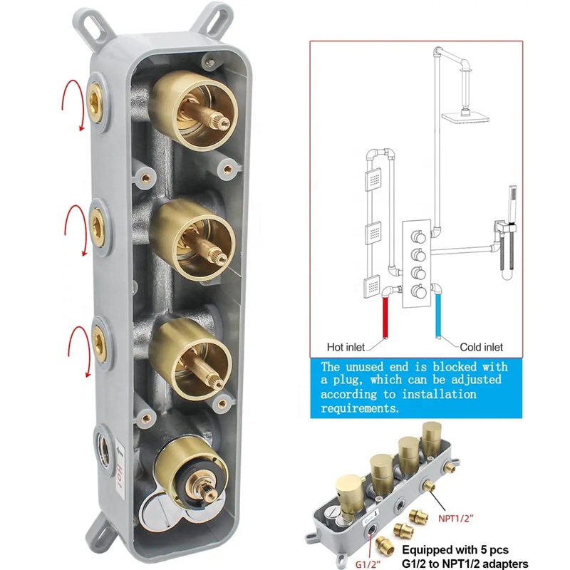 Brushed gold 16 inch concealed - огляд і ціна Concealed Thermostatic Shower System Set