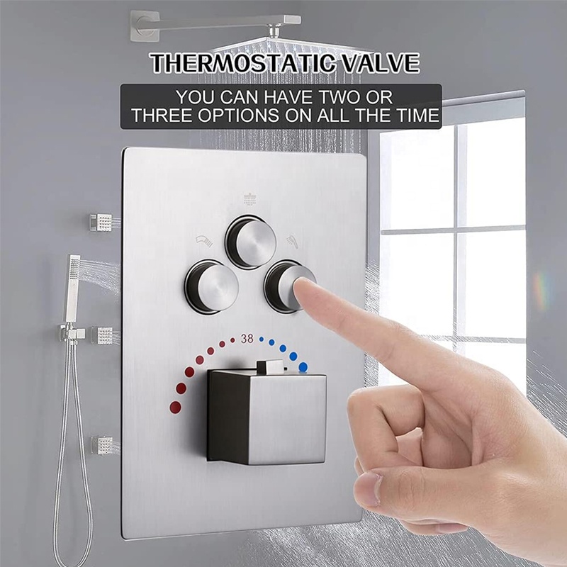 Bathroom Wall Mounted Push But - огляд і ціна Thermostatic Shower Faucet Valve 3 Way