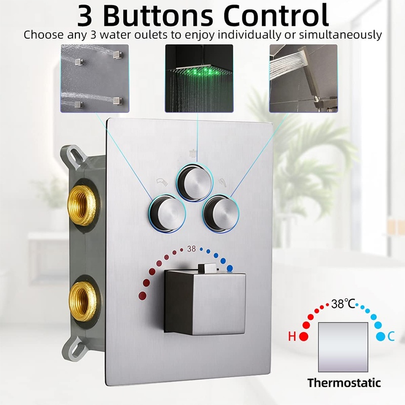 Bathroom Wall Mounted Push But - огляд і ціна Thermostatic Shower Faucet Valve 3 Way