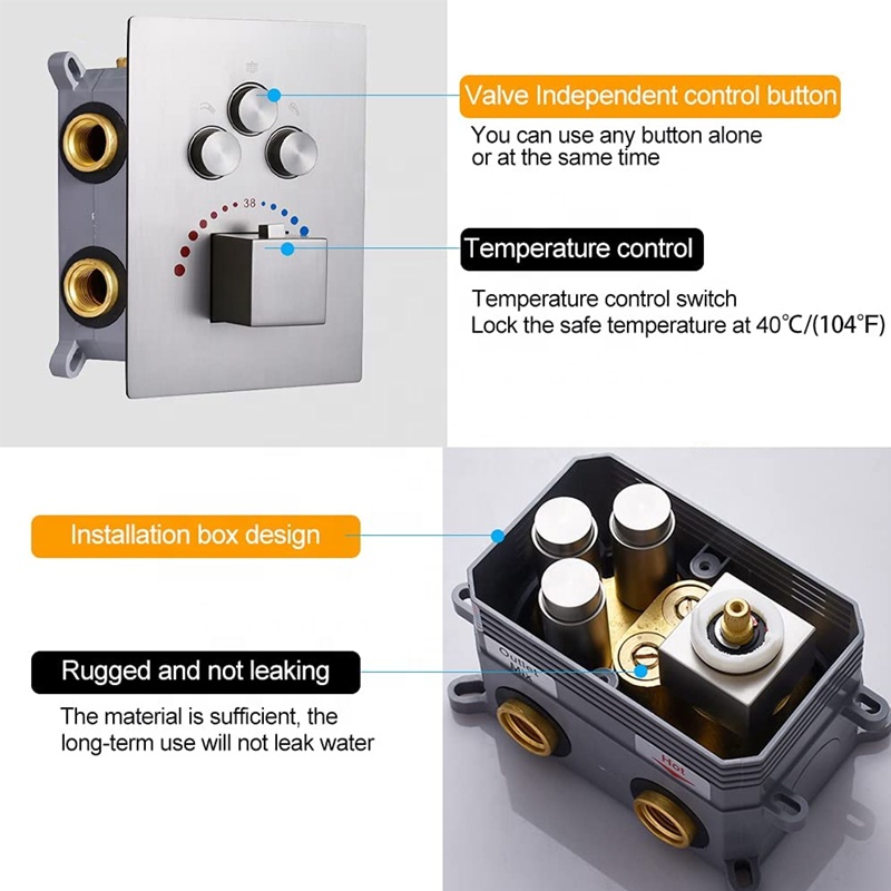 Bathroom Wall Mounted Push But - огляд і ціна Thermostatic Shower Faucet Valve 3 Way