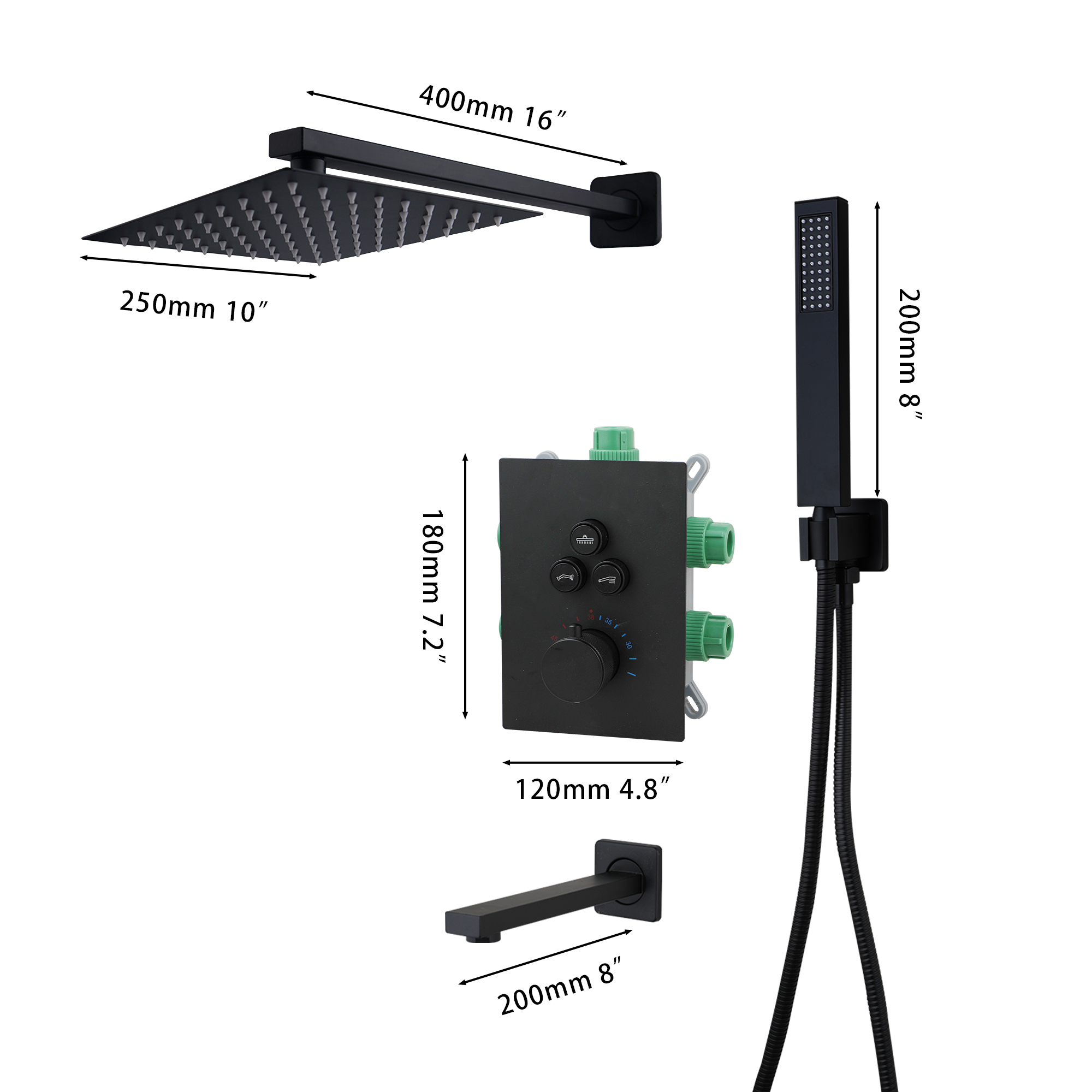 ZAPPO Matte Black Concealed Sh - огляд і ціна Concealed Thermostatic Shower System Set