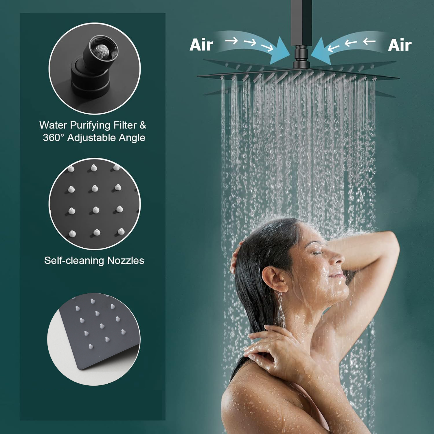 ZAPPO Matte Black Concealed Sh - огляд і ціна Concealed Thermostatic Shower System Set