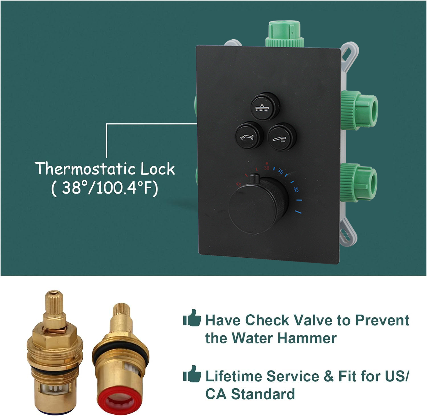 ZAPPO Matte Black Concealed Sh - огляд і ціна Concealed Thermostatic Shower System Set