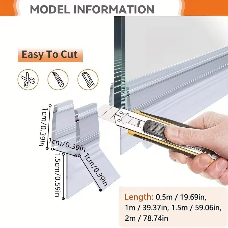 1PC 0.5/1/1.5/2M Transparent S - огляд і ціна Shower Door Bottom Seal Strip Sweep