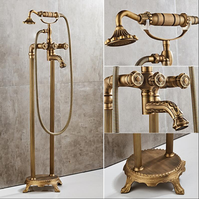 Tuqiu Floor standing Carved Ba - огляд і ціна Freestanding Bathtub Filler Faucet Floor