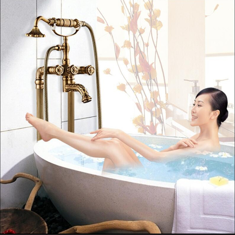 Tuqiu Floor standing Carved Ba - огляд і ціна Freestanding Bathtub Filler Faucet Floor