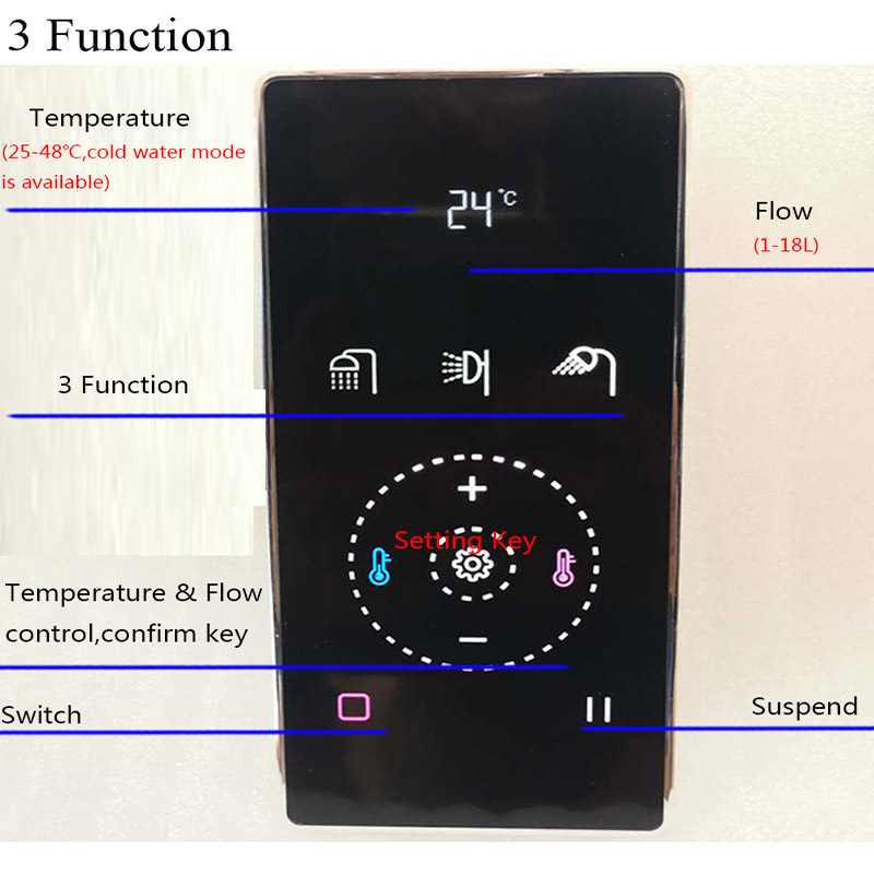 Digital Black LED Shower Contr - огляд і ціна Thermostatic Mixing Valve Digital Display