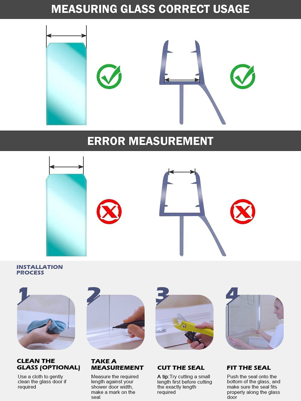 Shower Screen Door Seal Strip  - огляд і ціна Shower Door Bottom Seal Strip Sweep