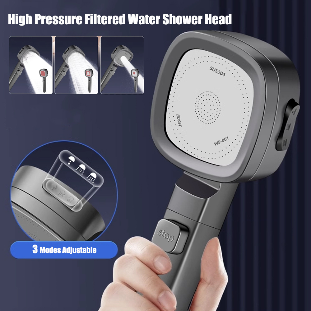 Three Modes Filtered Shower He - огляд і ціна Handheld Shower Head High Pressure Filter